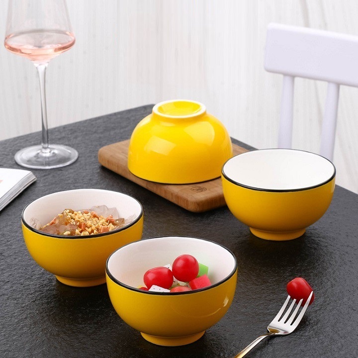 Set 02 chén sứ màu vàng 11,5cm - chén sứ
