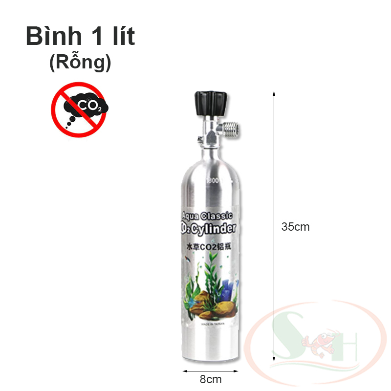 Bình co2 nhôm Aqua Classic Cylinder 1L, 2L, 4L rỗng taiwan khí co2 bể thủy sinh cá tép cảnh
