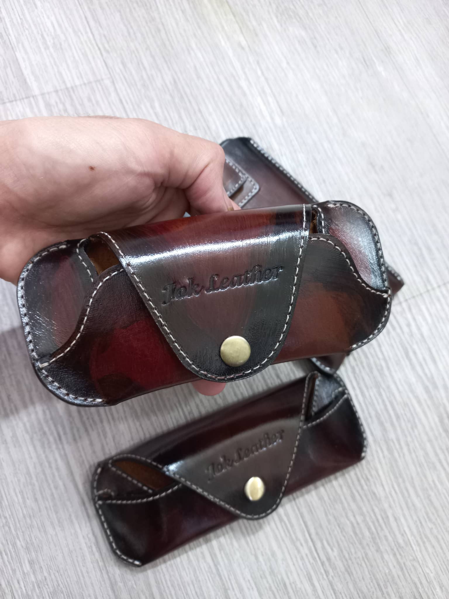 Bao da đựng kính đeo thắt lưng da thật