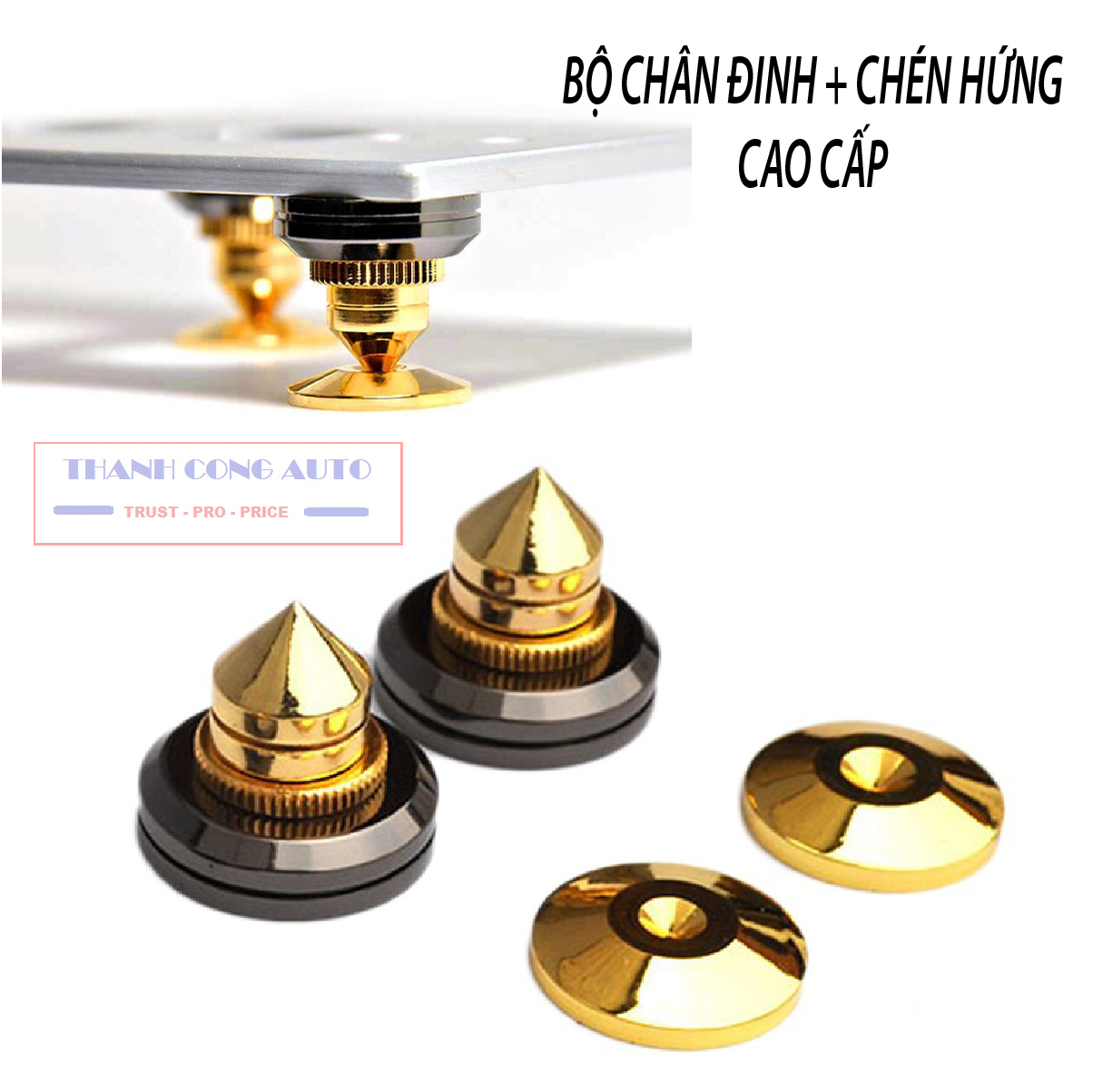 01 cái chân đế gắn loa mạ vàng cao cấp - Chân đinh chén hứng