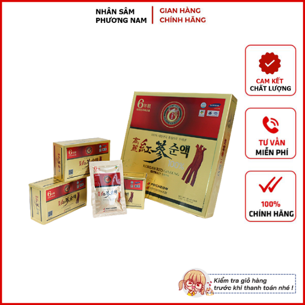 Nước hồng sâm nguyễn chất 100% pocheon hàn quốc hộp 30 gói x 80ml