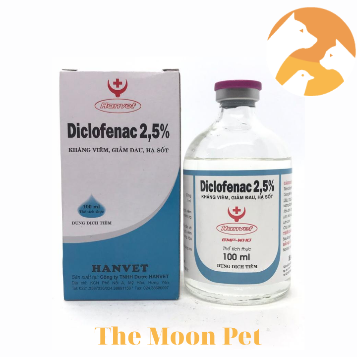 Diclofenac 2.5% [100 ml] Kháng viêm, giảm đau, hạ sốt vật nuôi