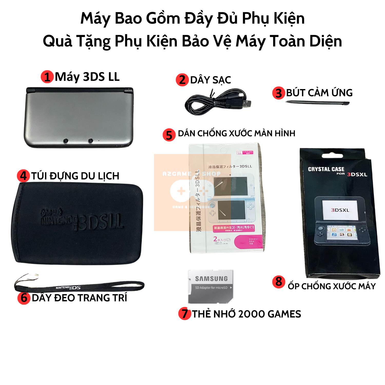 Máy Chơi Game Nintendo 3DS LL (Kho Game 5000+) Đầy Đủ Phụ Kiện
