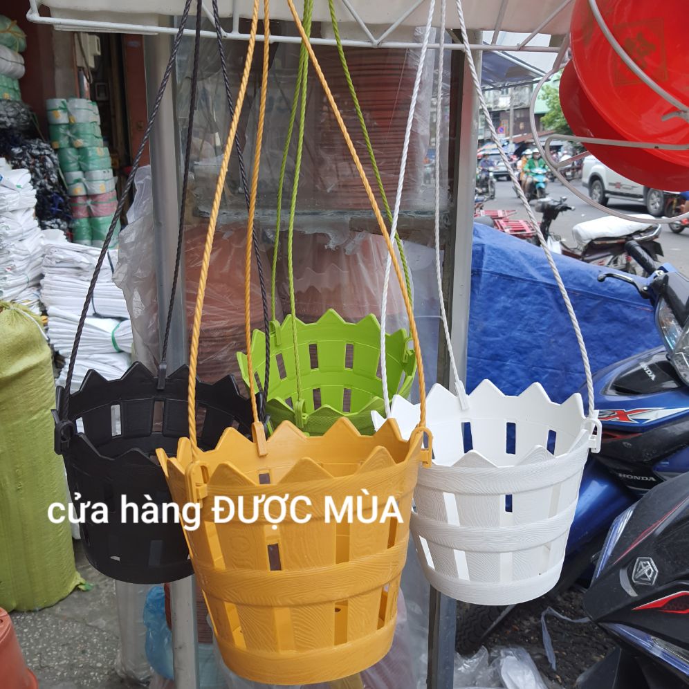 Combo 5 chậu treo trồng lan siêu đẹp kèm móc phi 18cm.