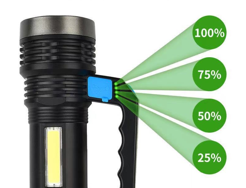 (kèm dây sạc ) Đèn pin sạc Work lights cam tay có 2 chế độ đền pin và đèn cạnh siêu sáng - đèn pin mini - den pin cam tay - đèn bão