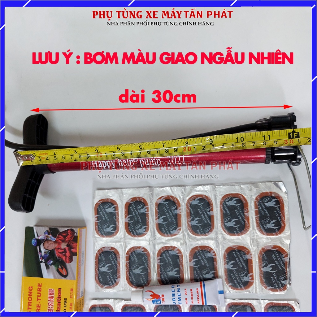 Bộ Vá Ruột - Săm Xe Máy Xe Đạp 6 Món Lưỡi Cưa (Bơm Mini 30cm Màu giao ngẫu nhiên)
