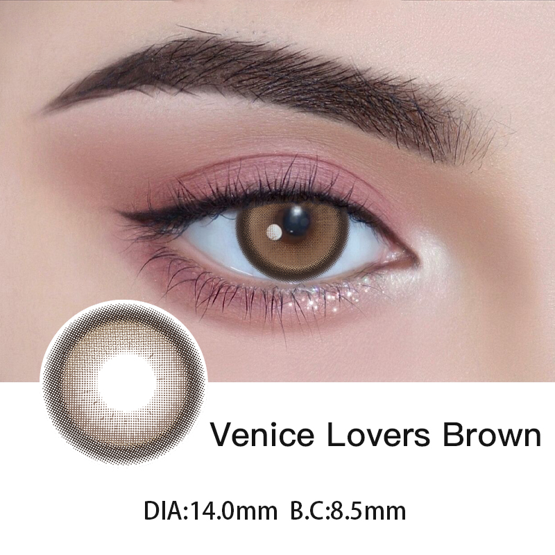 Mrs.H led hot sale Brown fashion natural color gradient big lens color lenses with powerful natural pastel contact lenses use 1 pair per year 14-14.2mm brown lens ophthalmic contact lens lenses