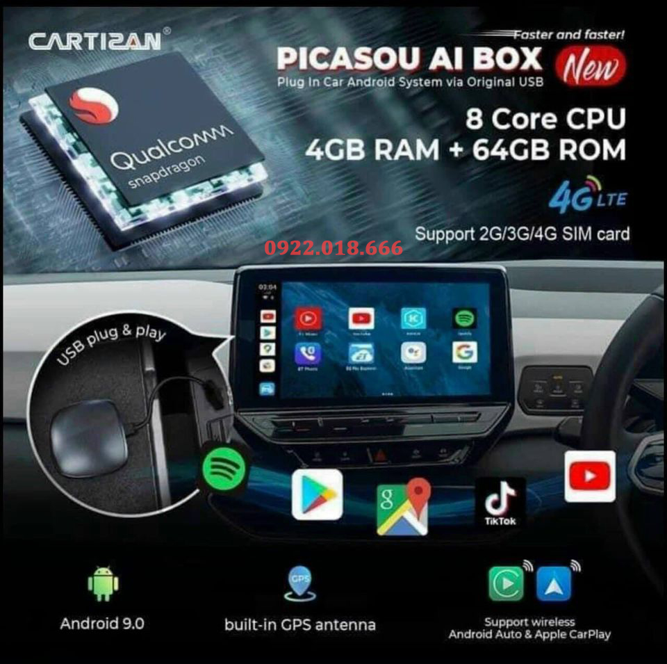 Box android Xe Toyota Cross TẶNG VIETMAP S2 FREE– Ram 4GB,Rom 64GB Cắm Sim 4G – Biến Màn Zin thành Màn Hình Android