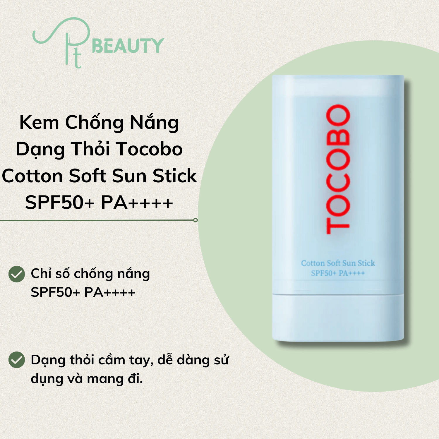 Kem chống nắng dạng thỏi tocobo cotton soft sun stick spf50+ pa++++