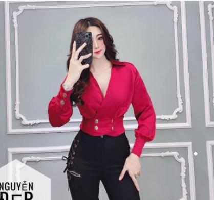 Áo tay dài phồng cổ sơ mi phi lụa cực hot