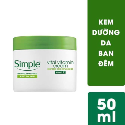 03 loại kem dưỡng trắng da mặt cao cấp & an toàn nhất 2020 14 Kem Dưỡng Tái Tạo, Phục Hồi Da Ban Đêm Simple Kind To Skin Vital Vitamin Cream Night 50ml