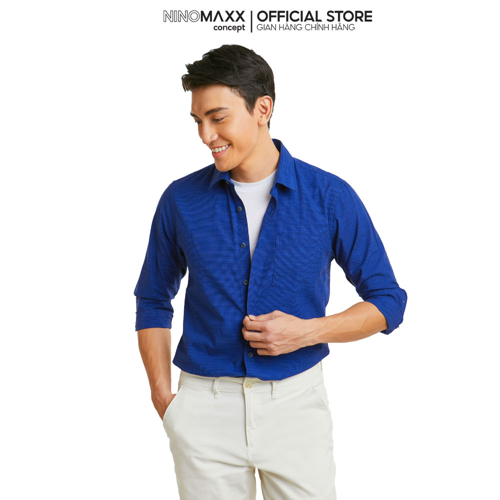 NINOMAXX Áo sơ mi Basic Nam tay dài chất liệu 100% cotton 2011094
