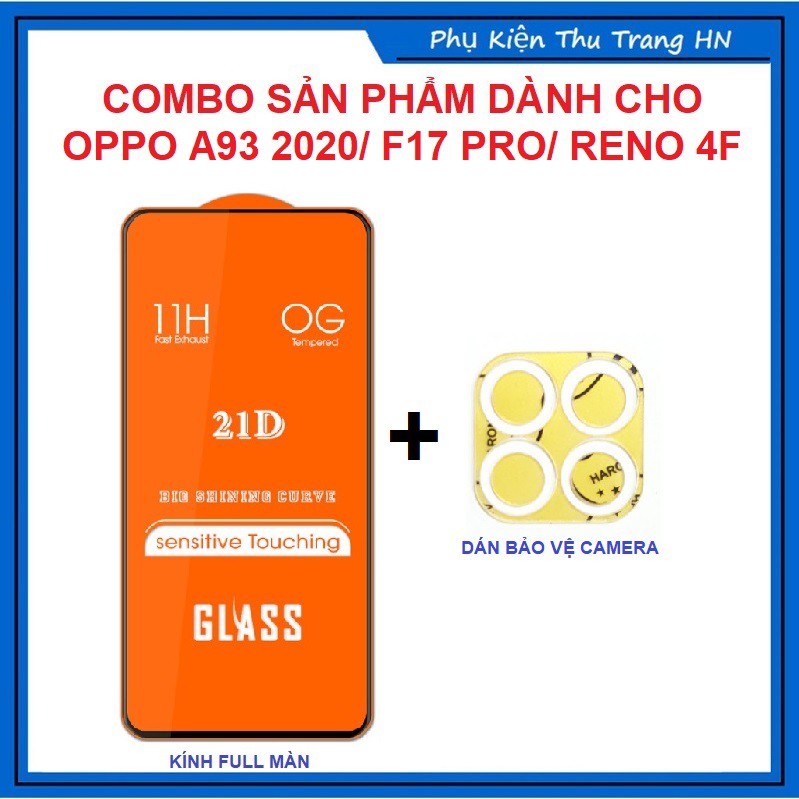 Oppo A93 2020 - COMBO Kính cường lực full màn + dán bảo vệ camera chống trầy xước bụi bẩn