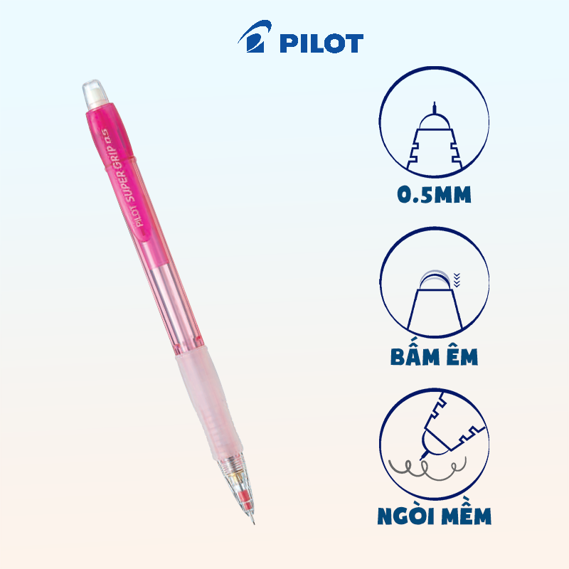 Bút chì bấm Pilot Super Grip Neon H-185 ngòi 0.5mm