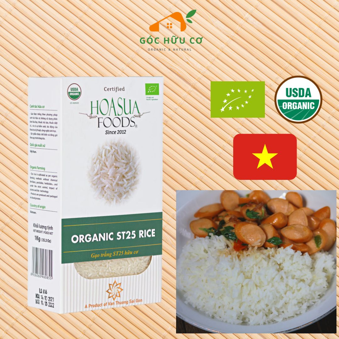 St25 organic white rice 1kg hoa sua foods - organic baby rice - organic rice for baby weaning - goc huu co