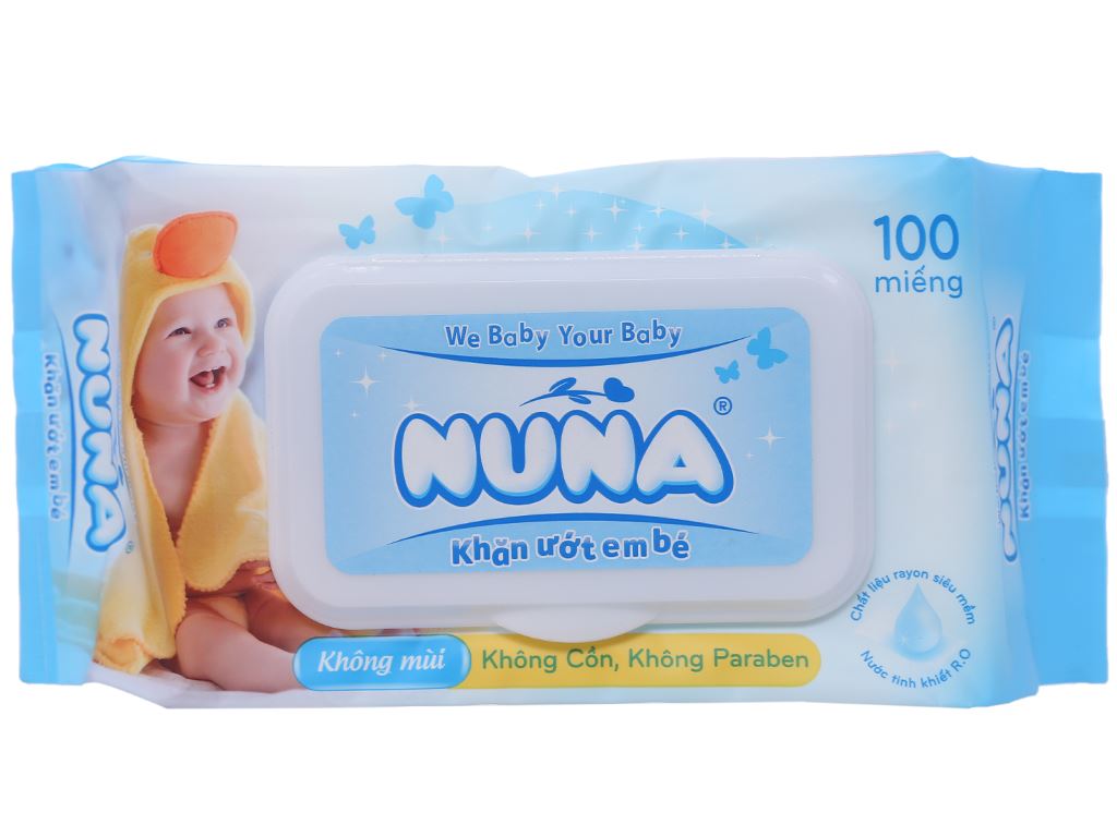 Khăn ướt em bé NUNA 100 miếng - không mùi