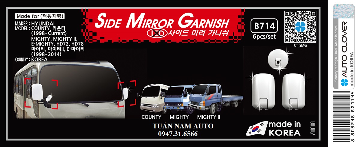 BỘ ỐP GƯƠNG CRÔM XE HYUNDAI COUNTY ( HÀNG KOREA CAO CẤP)