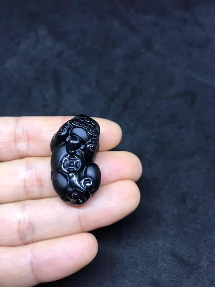 [HCM]MẶT  DÂY TỲ HƯU ĐÁ NÚI LỬA Obsidian 1A-[ size lớn] TẶNG KÈM DÂY ĐEO