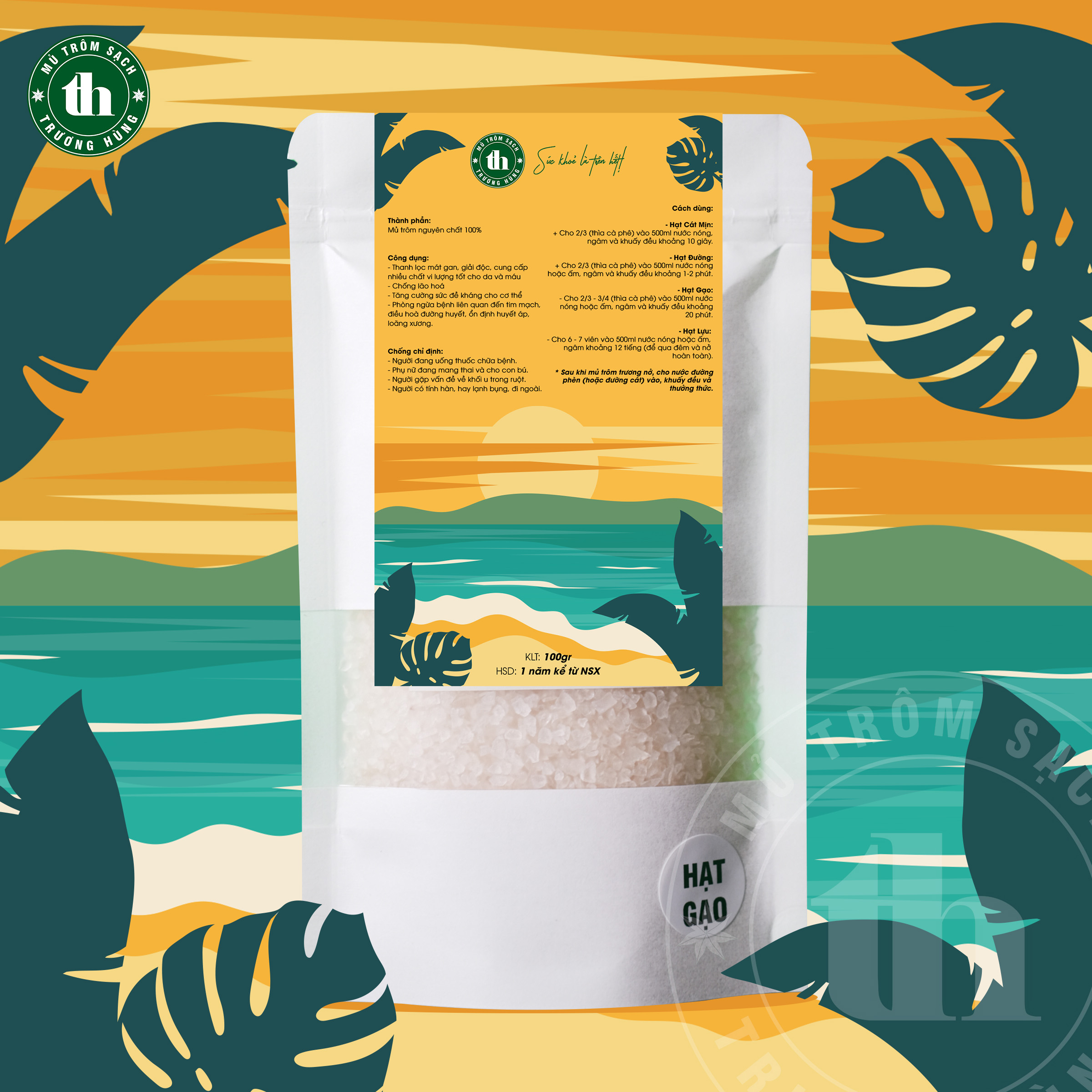 Mủ trôm sạch nguyên chất Trương Hùng loại Hạt Gạo 100gr thanh lọc, giải nhiệt cơ thể - Uy tín chất lượng