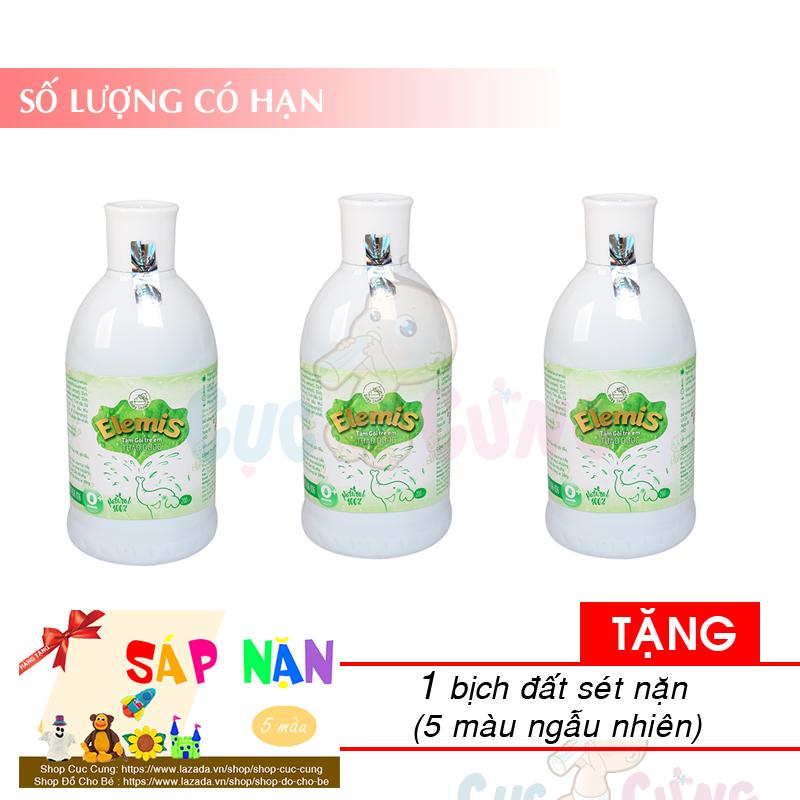 Bộ 3 chai Nước tắm thảo dược ELEMIS 200ml cho trẻ sơ sinh chống rôm sẩy Tặng 1 hộp đất sét 5 màu ngẫu nhiên - nuoc tam cho be