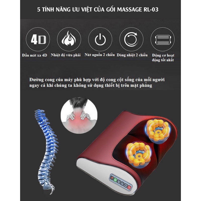 Gối Massage Hồng Ngoại 16 Bi Cao Cấp