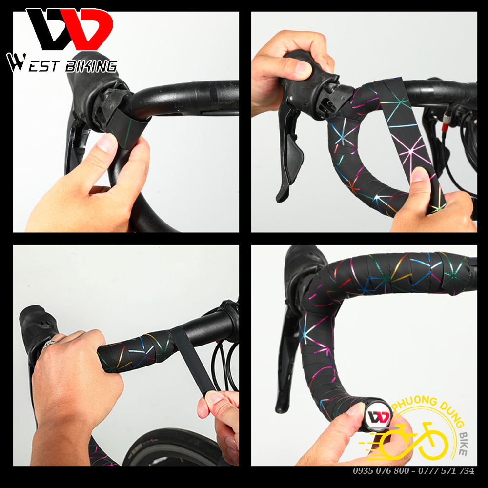 Dây quấn (Băng quấn) ghi đông xe đạp da PU WEST BIKING (SỌC)
