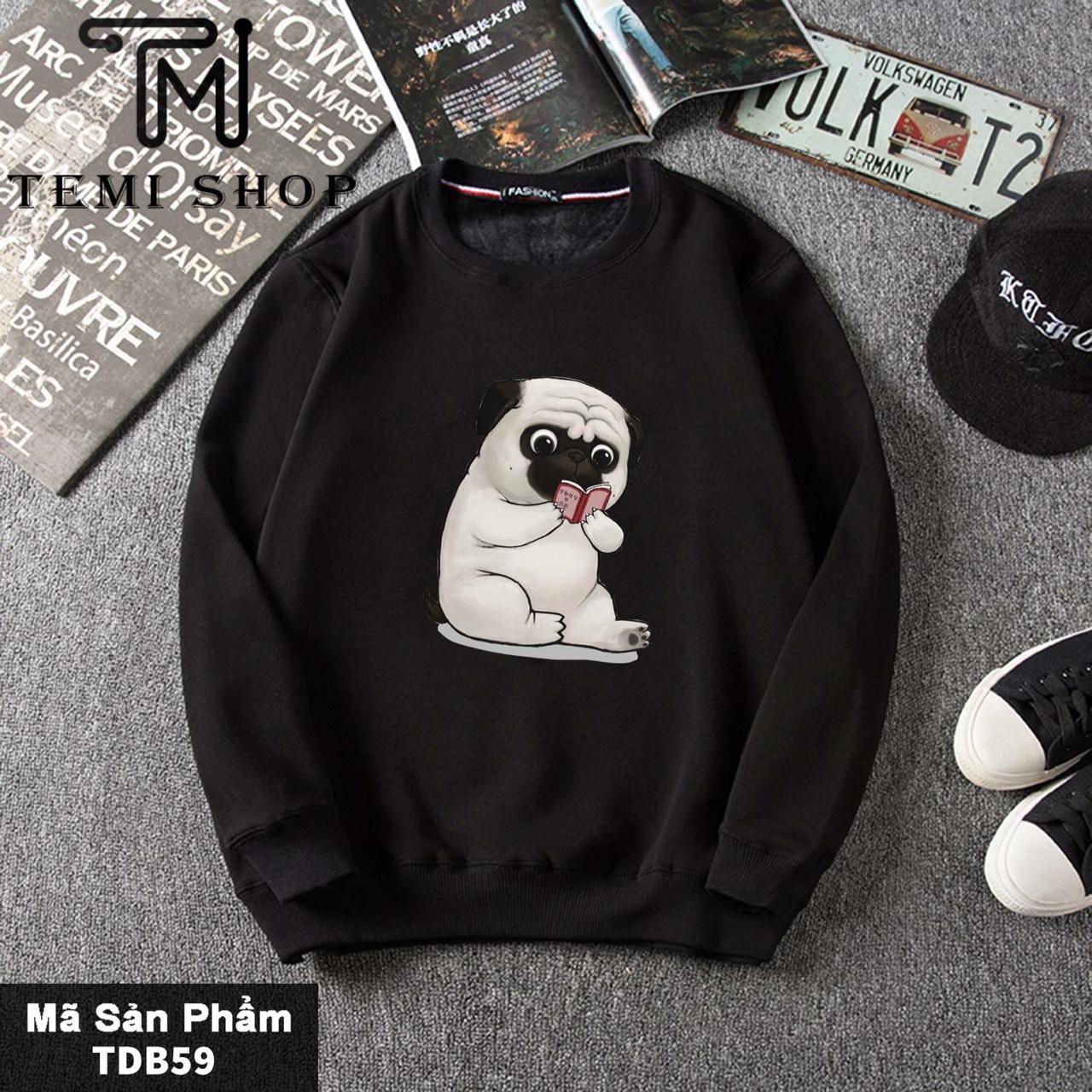 ( có big size đến 100 kg) ÁO NỈ SWEATER NAM NỮ CHÓ ĐỌC SACH