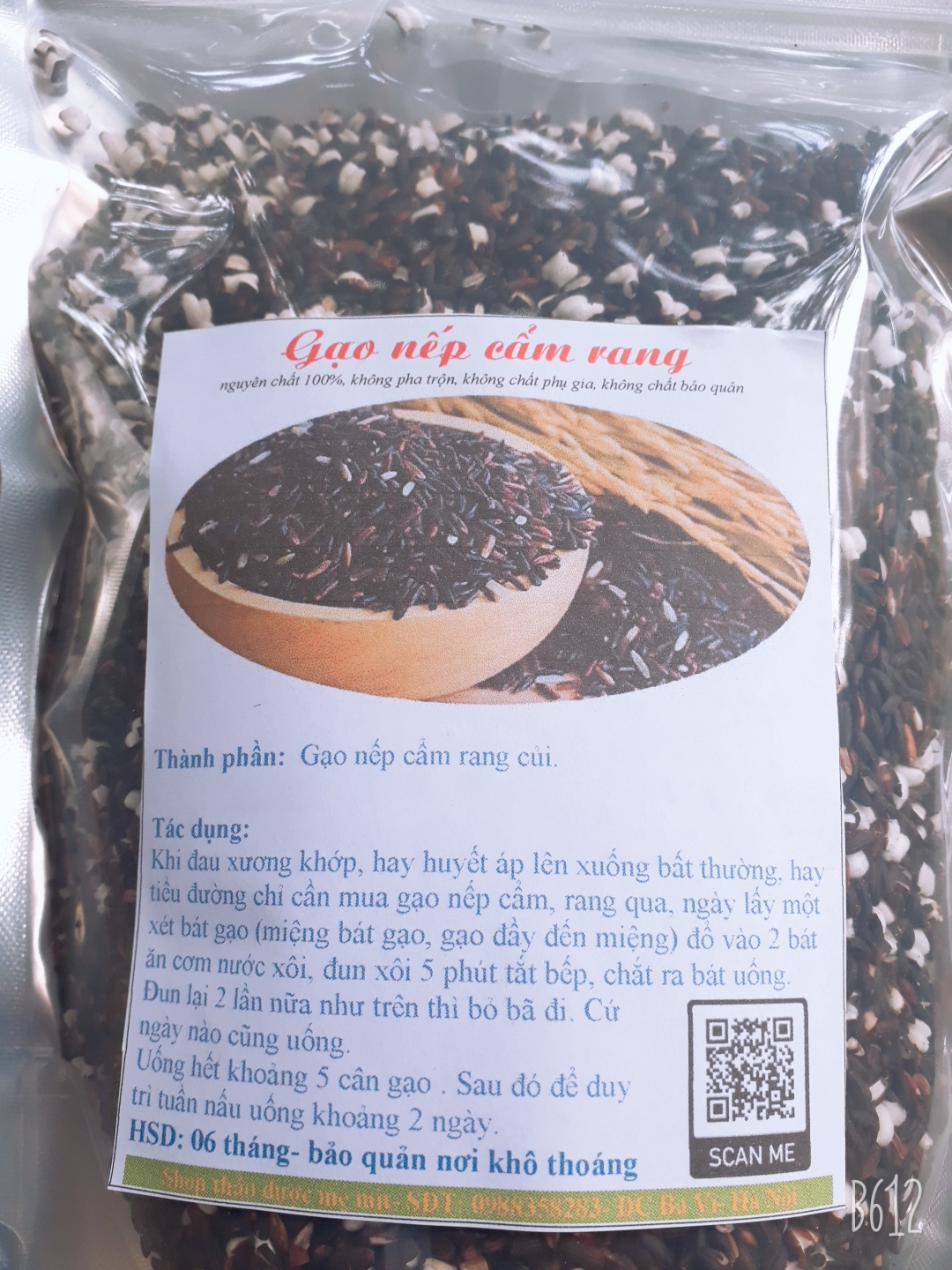 Gạo nếp cẩm rang sẵn 1kg