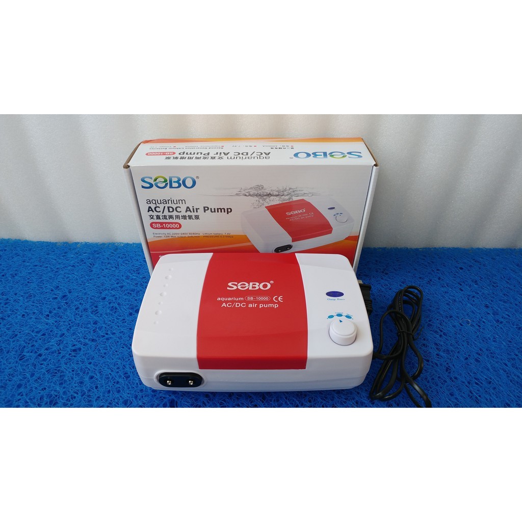 Máy Sủi Oxy Tích Điện 2 Vòi Sobo SB10000 (12W-2x5 Lít/Phút) - Máy Oxi Cho Bể Cá