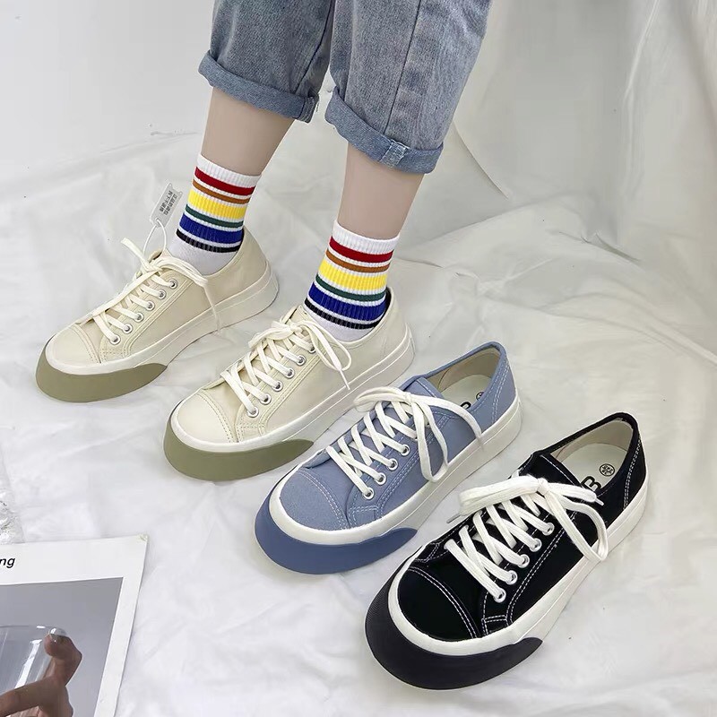 [Hoàn Tiền 15%]Giày Thể Thao Nữ dáng CV Viền Màu ( XÃ TỒN LỖI)