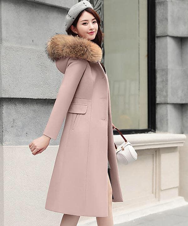 áo khoác dạ dáng dài cổ lông cao cấp