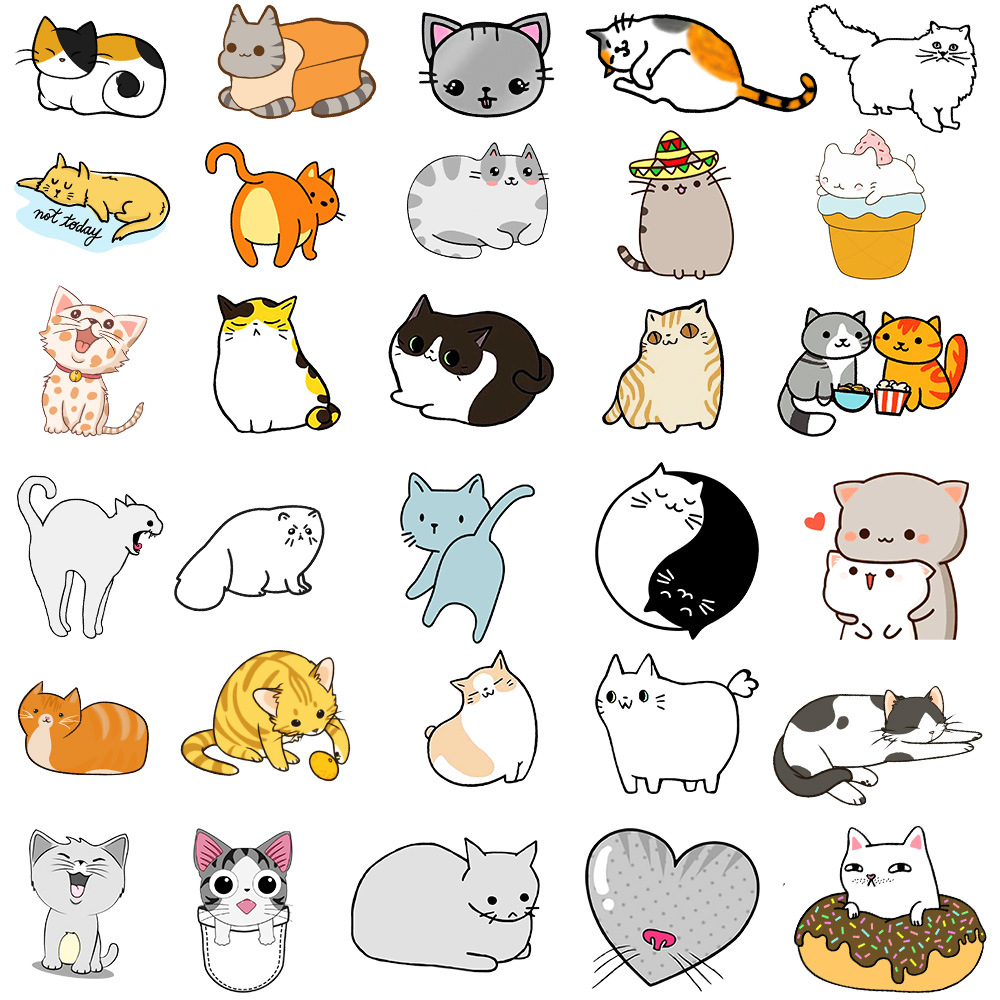 Set 50 Sticker Decal Chống Nước Dễ Thương Size Lớn