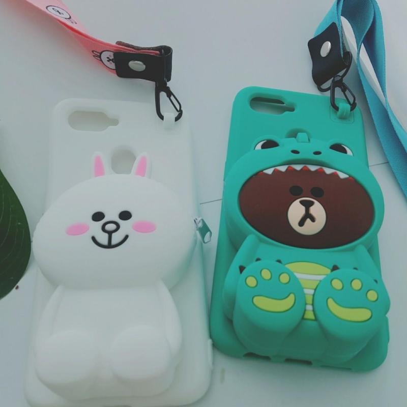 Giá Ốp Gấu Thỏ Vịt ví cho Oppo F9/F9 PRO/A7 siêu cute, TẶNG dây đeo điện thoại