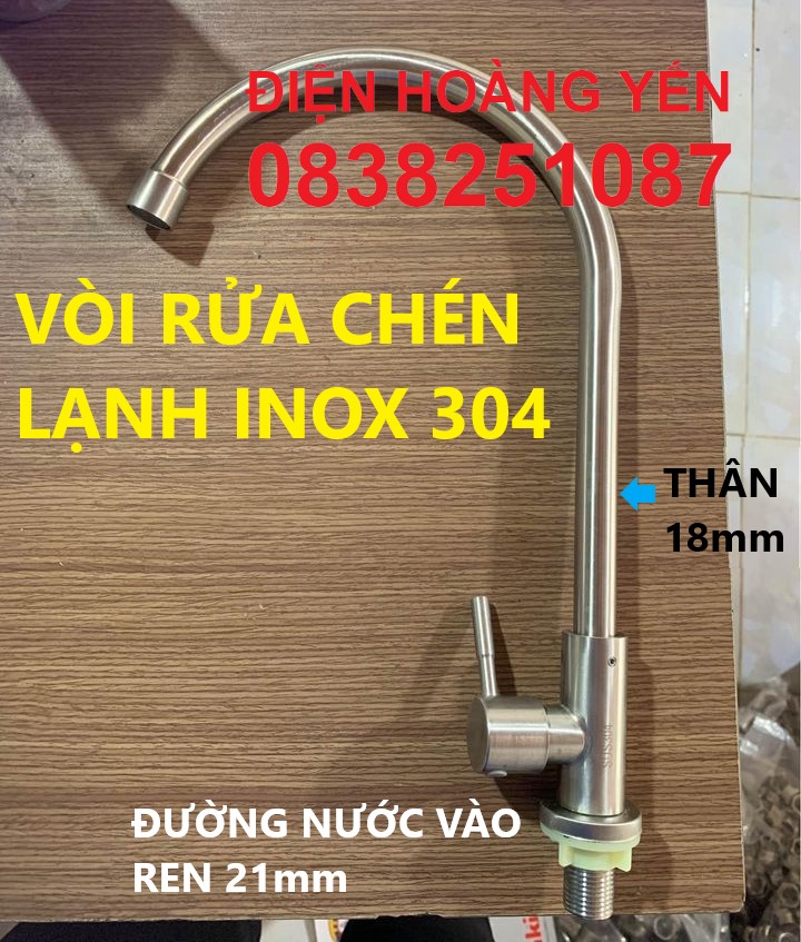 Vòi rửa chén lạnh inox sus 304