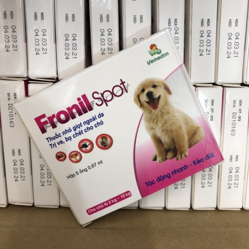 Mã PET20K giảm 20K đơn 250K Nhỏ gáy Fronil Spot cho chó mèo 1 hộp 5 ống