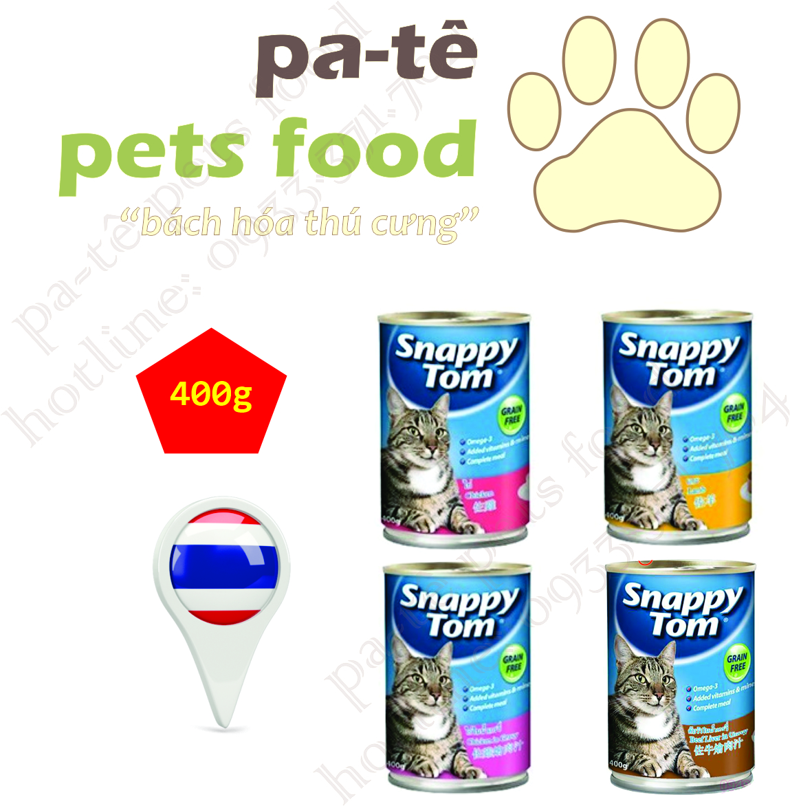 Pate Snappy Tom dành cho mèo lớn hộp 400g