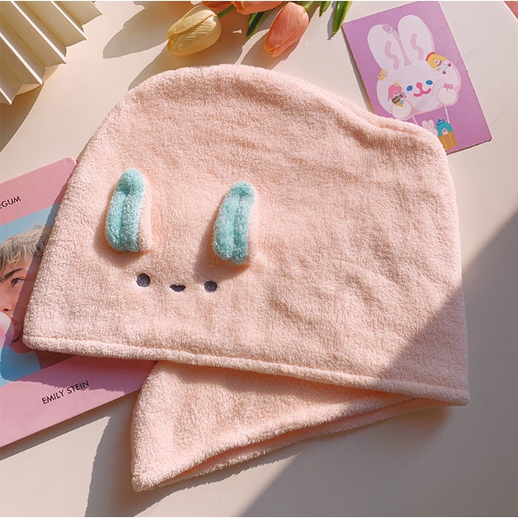 Khăn Quấn Ủ Tóc Sợi Coton Hình Mềm Mại Siêu Thấm Hút Nước