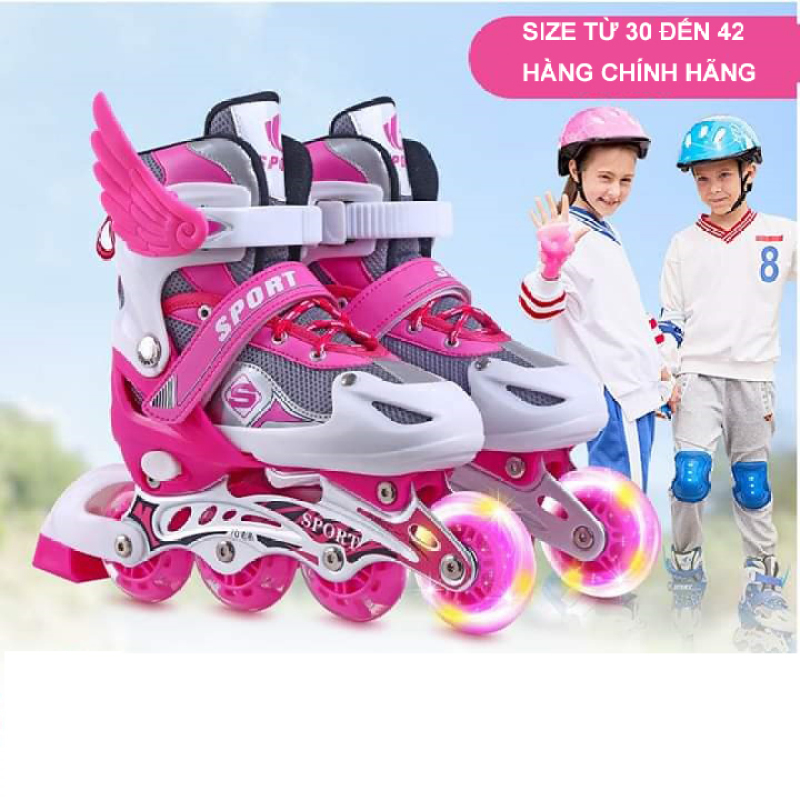 Phân phối Giày trượt patin Abec 7 đèn trước Sport bánh phát sáng cao cấp - giày patin trẻ em người lớn - Mẫu Mới 2020