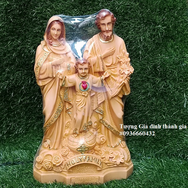 Tượng Gia Đình Thánh Gia (tượng Gia đình Thánh) màu nâu 40cm nhựa composite - quà tặng công giáo