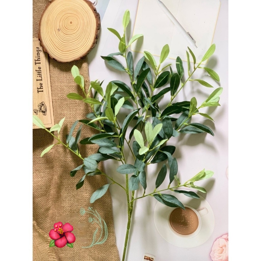 Cành lá bạc cắm kèm mộc lan - Cây giả, hoa lụa Decor trang trí nhà cửa