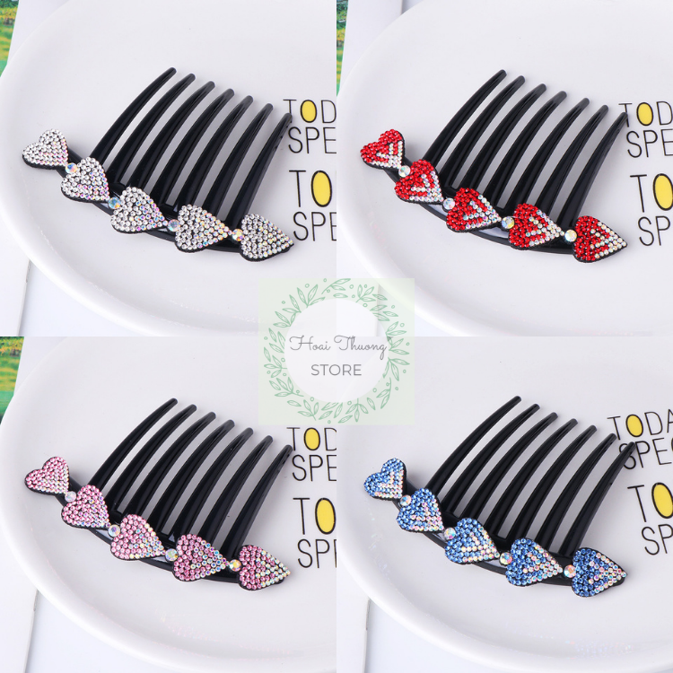 1 phụ kiện cài tóc nữ 7 răng xinh lấp lánh nhiều màu để lựa chọn