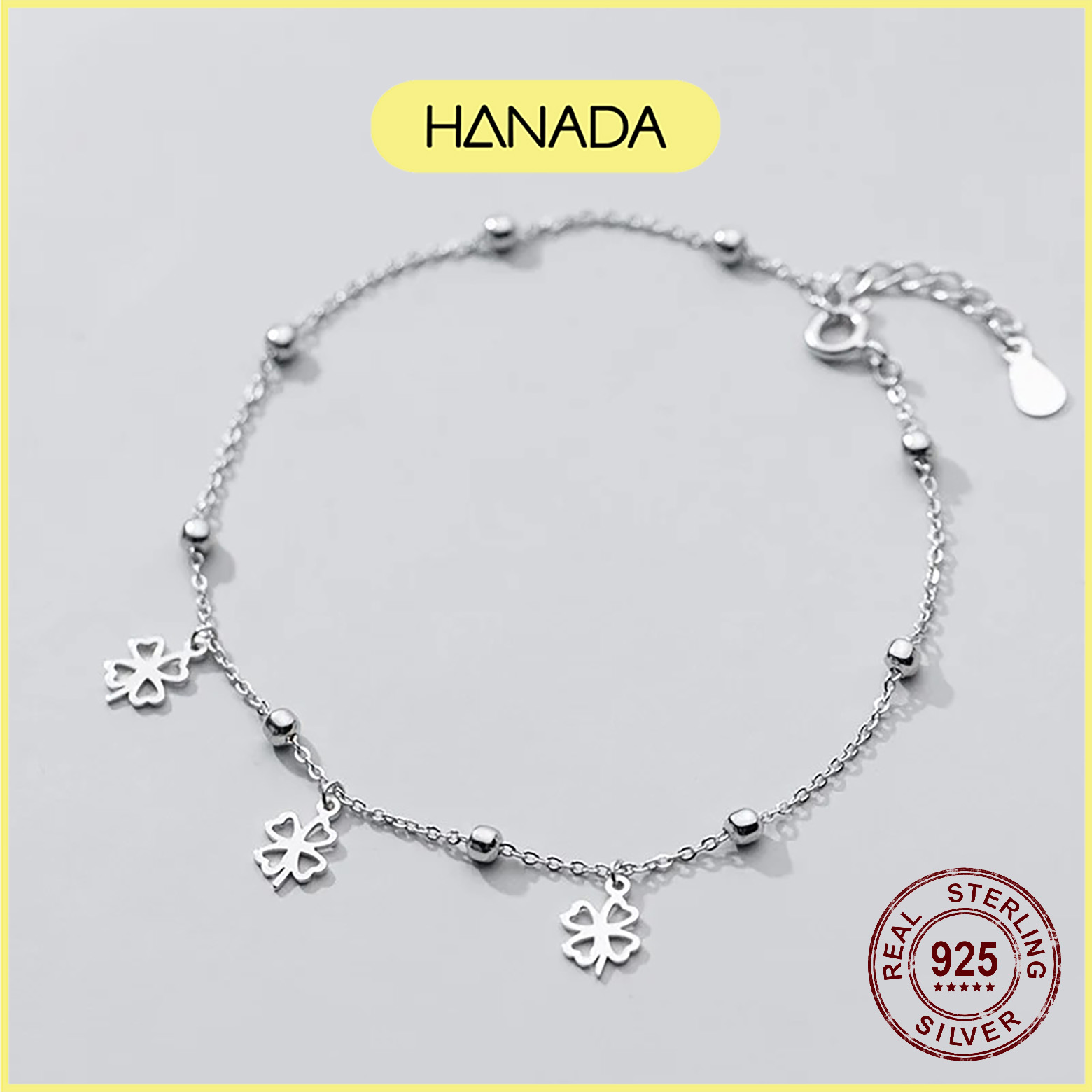 Lắc Chân Bạc 925 Hanada Cỏ 4 Lá 0209 G19