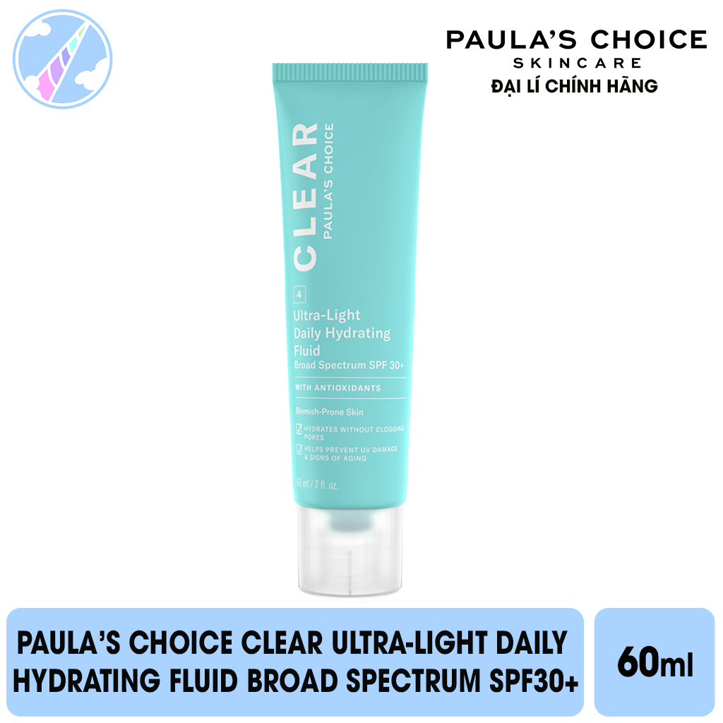 Kem Dưỡng Da Chống Nắng Dành Cho Da Mụn Paula's Choice Clear Ultra-Light Daily Hydrating Fluid Broad Spectrum SPF 30+