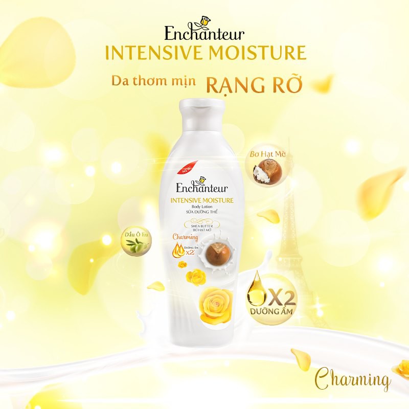 Sữa dưỡng thể trắng da/Dưỡng ẩm chuyên sâu Enchanteur hương Charming 200gr