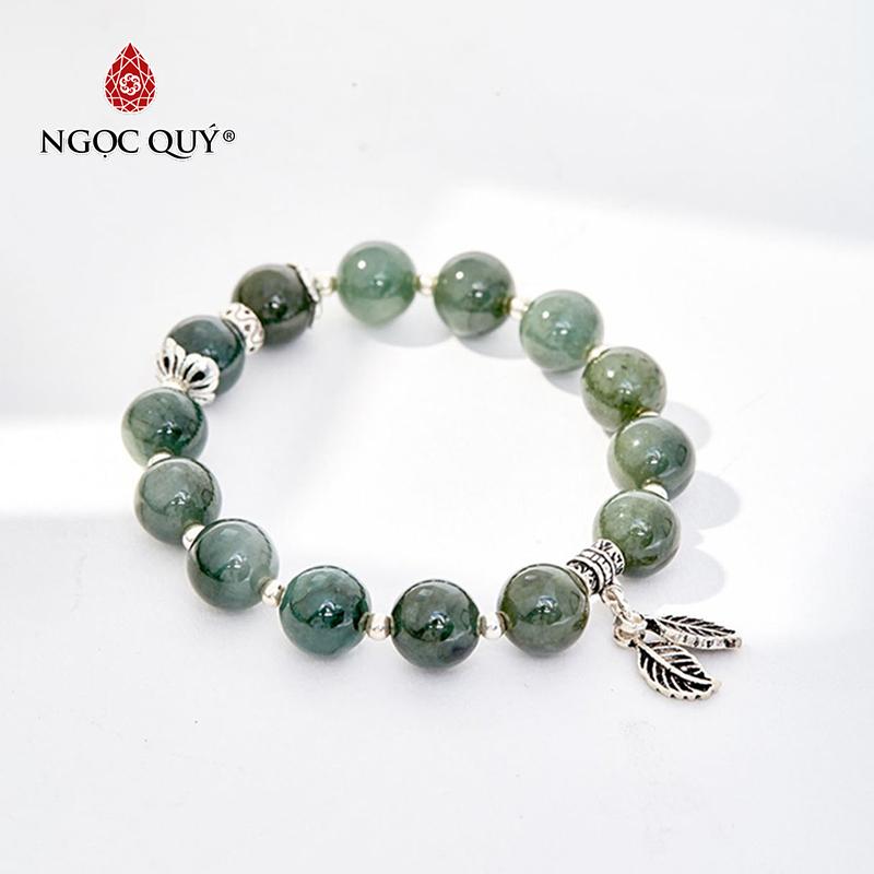 Vòng tay đá cẩm thạch ngọc charm lá mệnh mộc hoả - ngọc quý gemstones