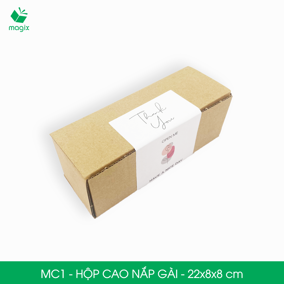 MC1 - 22x8x8 cm - 25 hộp cao - Hộp carton, hộp gói hàng, hộp nắp gài, hộp quà | Magix Packaging
