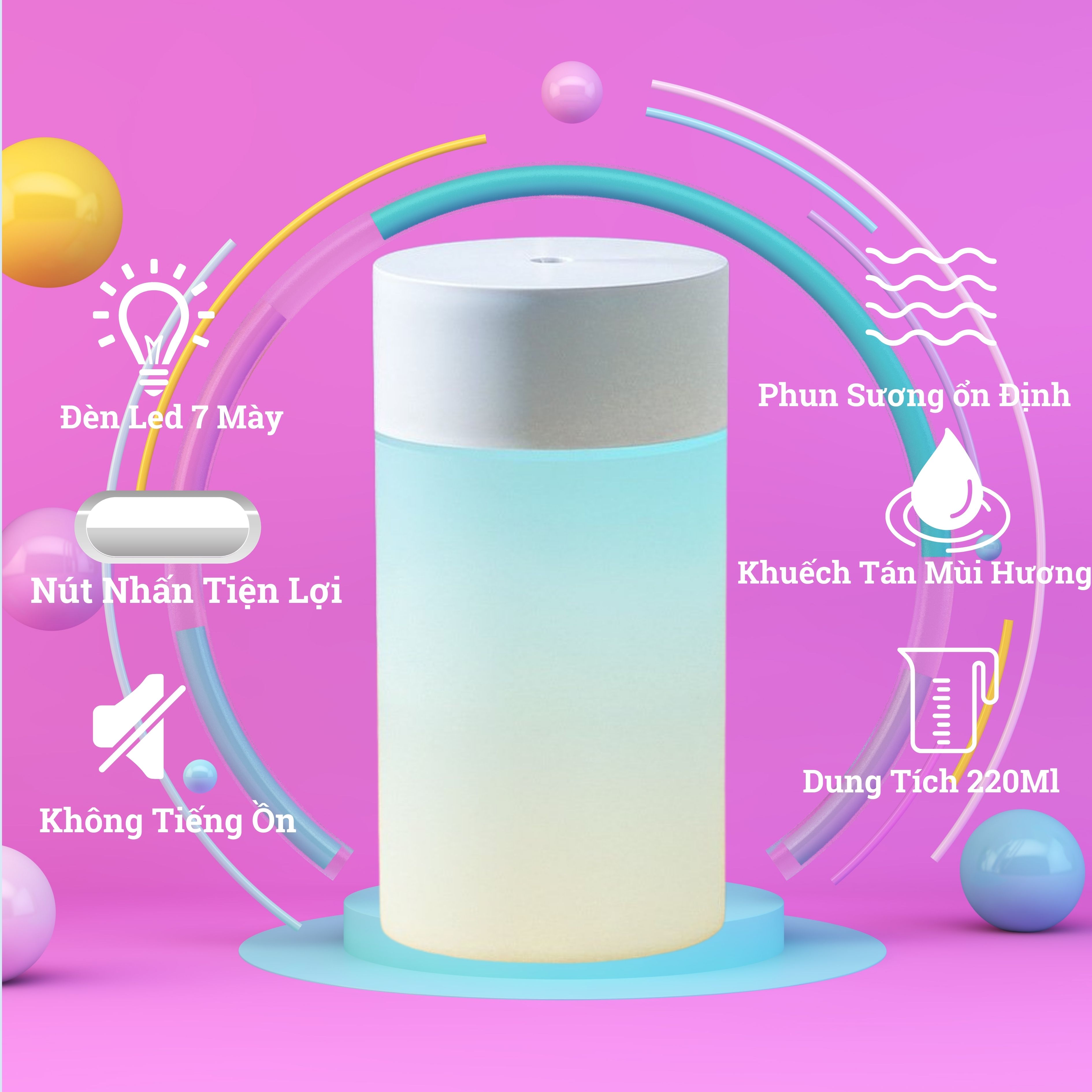 Máy Khuếch Tán Tinh Dầu Humidifier Hình Trụ Máy Phun Sương Tỏa Hương Tạo Ẩm Cho Phòng Ngủ & Xe Hơi Máy Xông Tinh Dầu Tấm Thị Shop Tạo Hương Thơm
