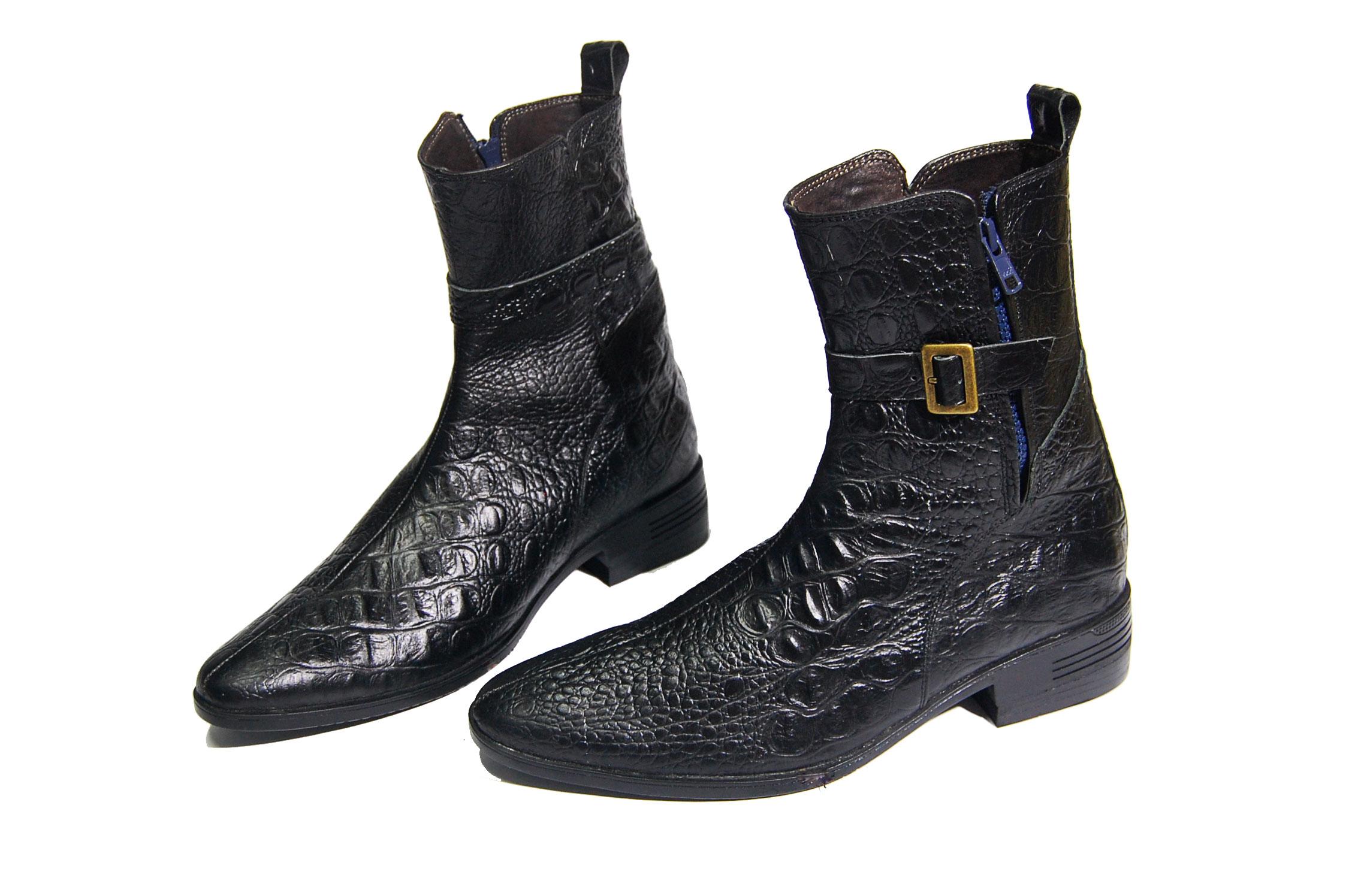 [HCM]Giày boot nam vân cá sấu da bò thật. Bảo hành 12 tháng.MS: B138