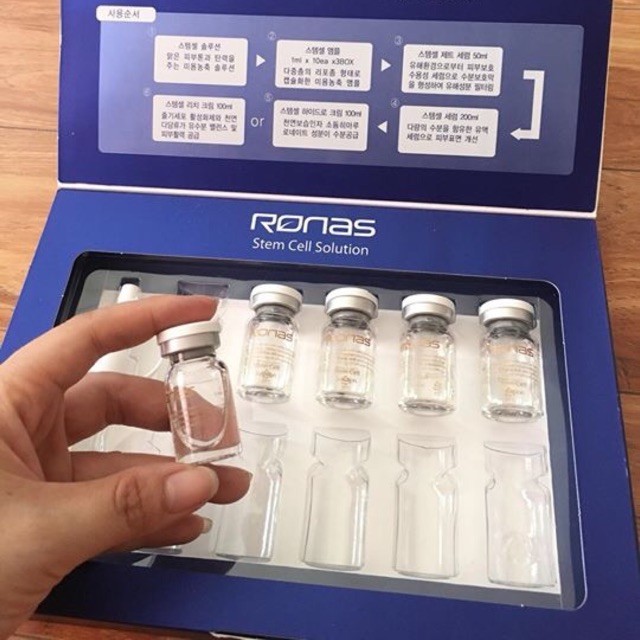 Hộp 10 lọ TẾ BÀO GỐC RONAS Stem Cell Solution Hàn Quốc