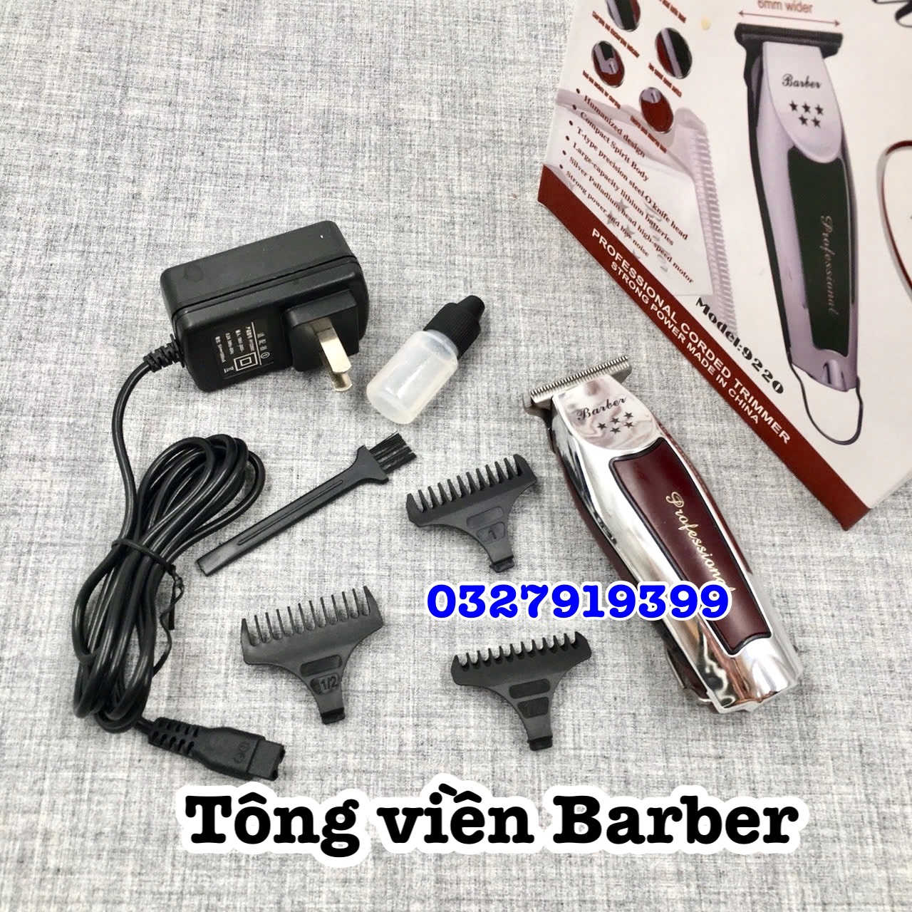 Phaeton Tông đơ cạo viền cao cấp Barber PHAETON NO 1 - Động cơ Turbo 2 tốc độ, lưỡi thép không gỉ, pin lithium 1000mAh, thời gian sử dụng 45-60 phút, thiết kế hiện đại, bảo hành 3 tháng